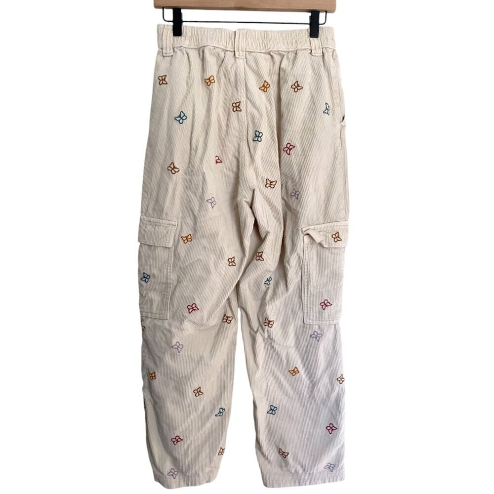 PacSun Beige Embroidered Butterfly Cargo Straight Leg Pants - Picture 4 of 7